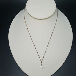 Sterling silver necklace w/ clear crystal pendant